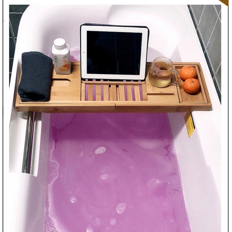 Extendable Spa Bathtub Bamboo Tray Bathtub Caddy Organizer Rack Book Wine Tablet Holder Non-slip Bottom Bath Tub Tray