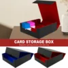 Flip Lid Cards Deck Box PU Leather 4 Rows Trading Card Storage Box with Dividers Multipurpose Game Card Office Business Card Box 1