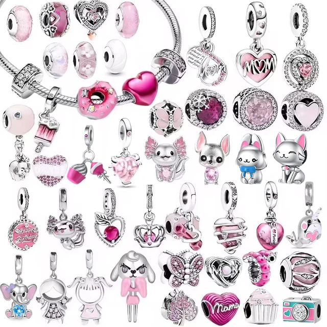 Pink Murano Heart Charm Bead 1