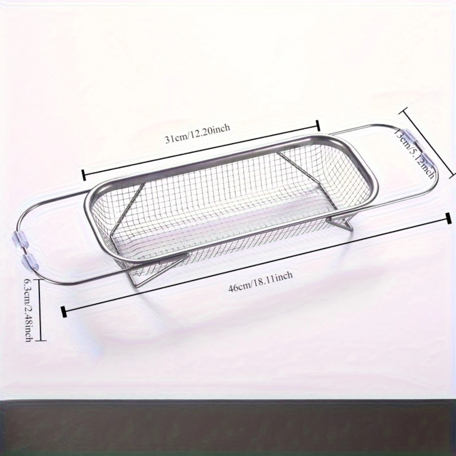 Stainless Steel Over-The-Sink Colander-Telescopic Mesh Basket For Fruits & Veggies, Kitchen Gadget For Washing And Dra