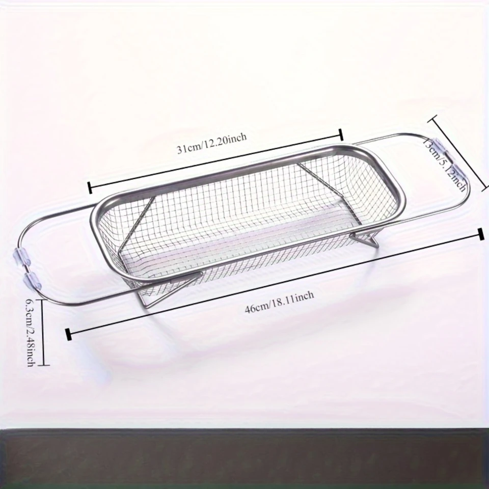Stainless Steel Over Sink Colander Adjustable Mesh Basket