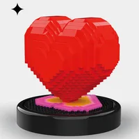 Creative MOC Building Brick Red Love Heart Model Micro Diamond Block Assemble Nanobricks Educational Toys For Girls Gifts 2