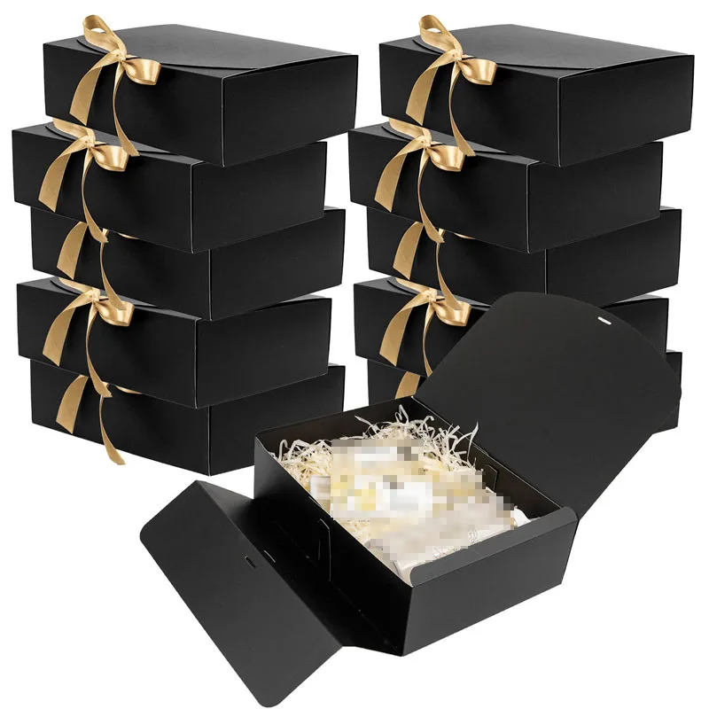 

10pcs Gift Box Wedding Favors Gift Packing Boxes Biscuit Cookies Candy Package Box Birthday Baby Shower Paper Boxes with Ribbon