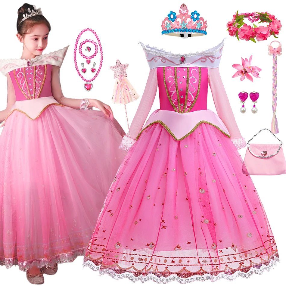 

Aurora Dress For Girls Sleeping Beauty Cosplay Costume Children Halloween Carnival Party Princess Clothes Kids Fancy Outfits