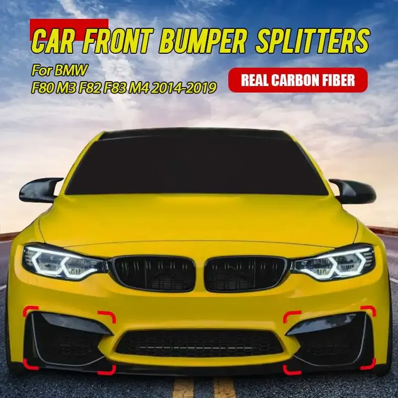 

Carbon Fiber Car Front Bumper Splitters for BMW F80 M3 Sedan 4D F82 F83 M4 Coupe 2D 2014-2019 Front Splitter Fog Lamp Trim Cover