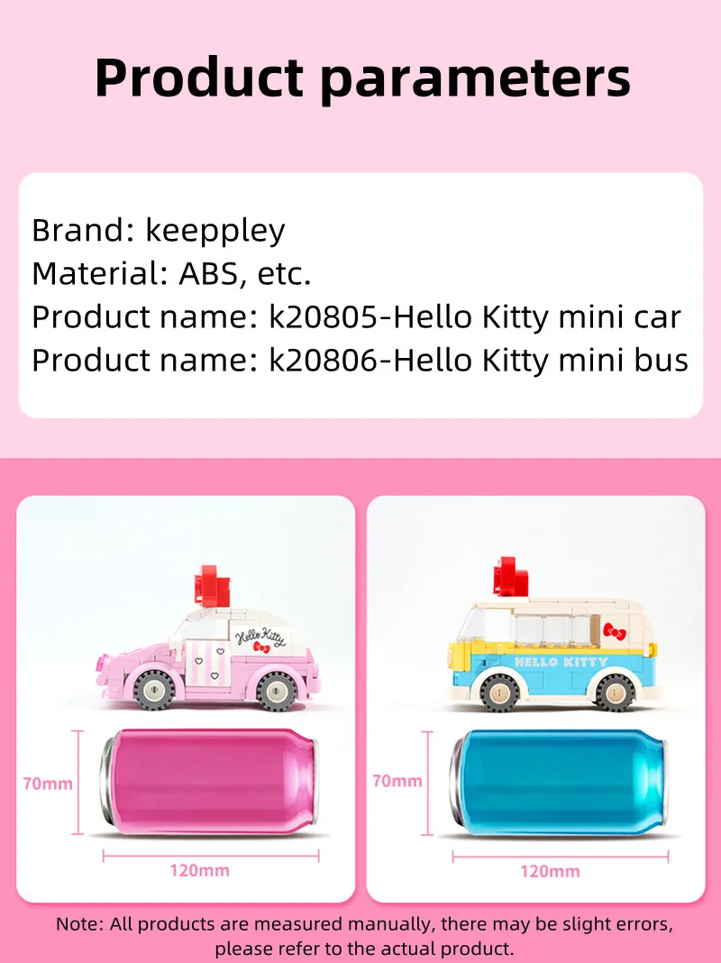 Keeppley K20805 Hello Kitty Series Mini Car Building Blocks Toy Set 