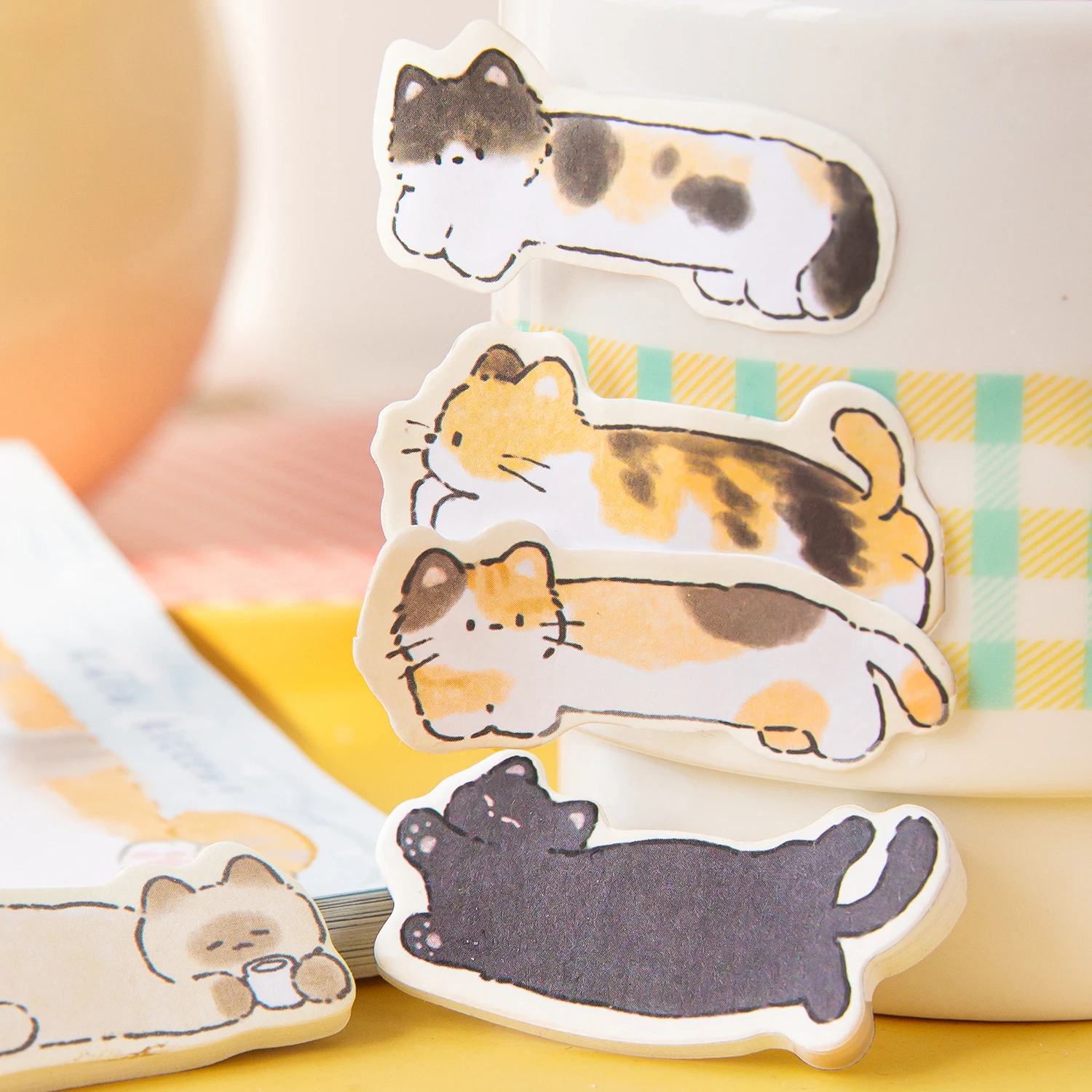 Cat Index Sticky Notes Cute Cartoon Kitty Shaped Student Message Note Sticker Kawaii Student Stationery Supplies 180 Sheets/Set