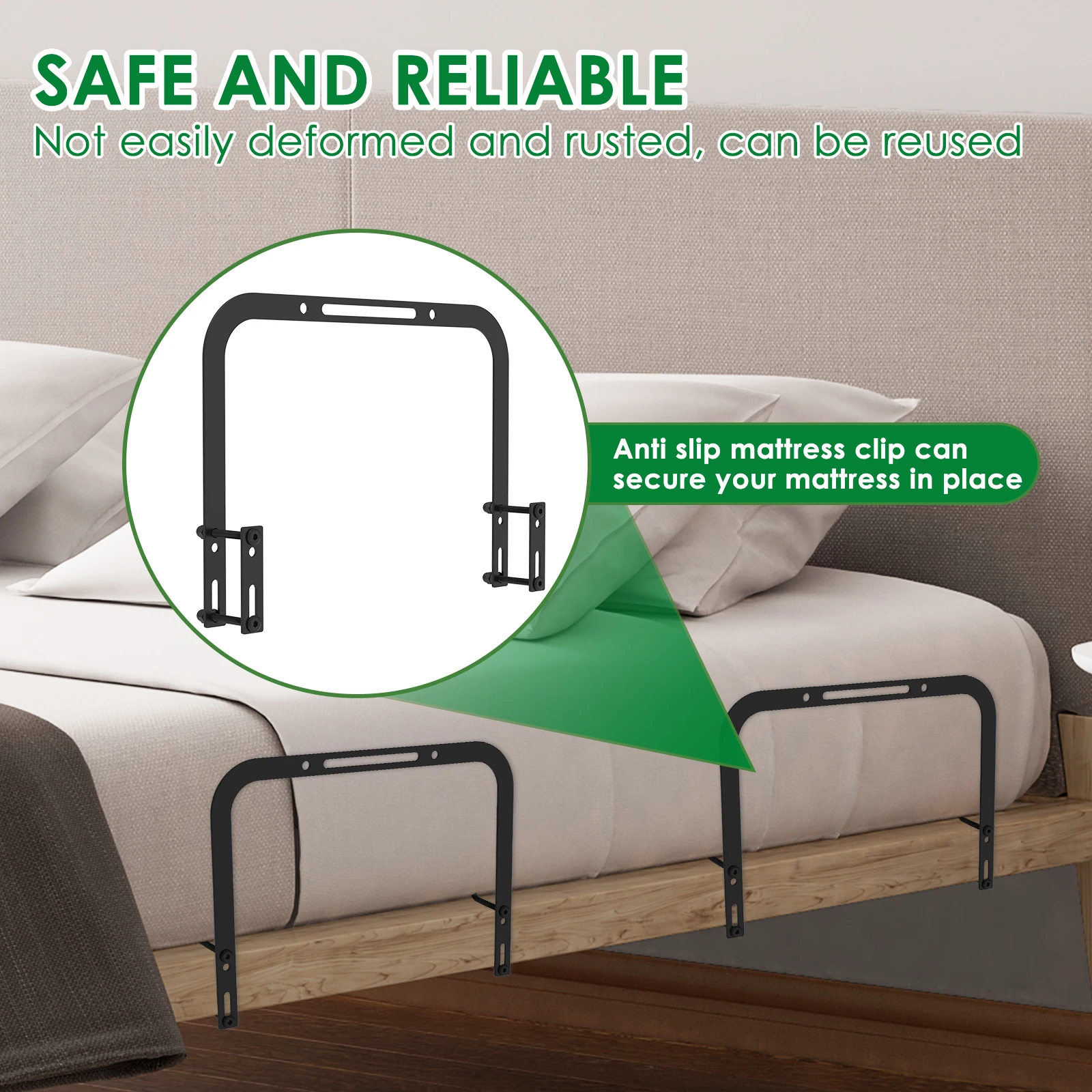 2Pcs Nonslip Mattress Slide Stopper Metal Mattress Gaskets Adjustable Mattress Retainer Bar Furniture Accessories for Bedroom