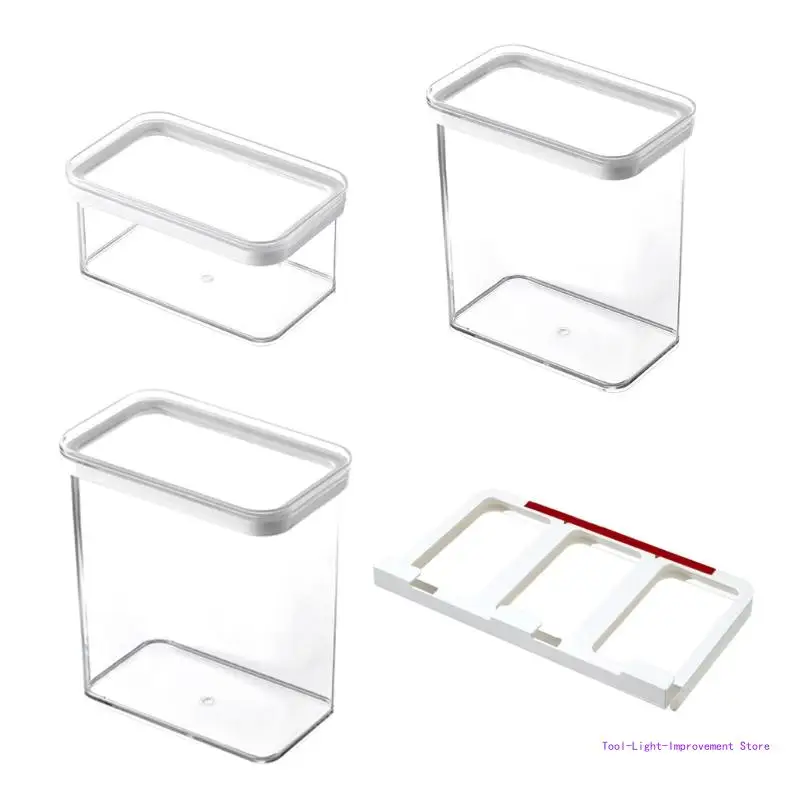 

C63E Kitchen Cabinet Hanging Plastic Airtight Storage Box Wall-Mounted Sliding Sealed Grain Jar Transparent Container Can
