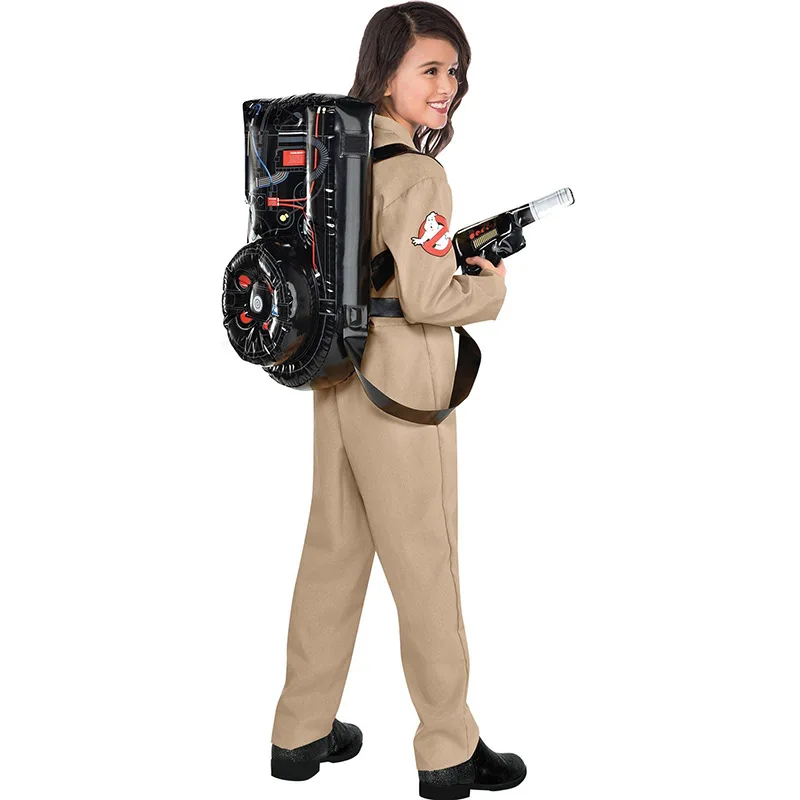 Cosplay Costume Halloween Children Father Ghostbusters Jumpsuit with Bag For Adults and Kids