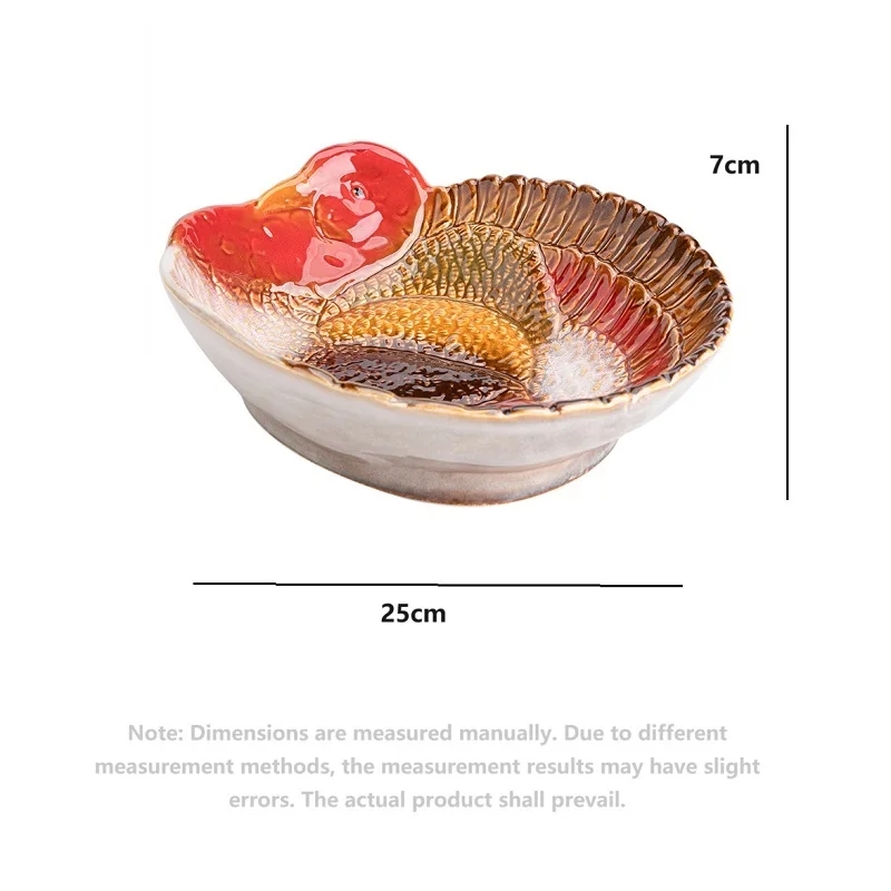 Turkey shape ceramic salad bowl fruit plate tableware dinner plate meal bowl kitchen utensils New Year Christmas