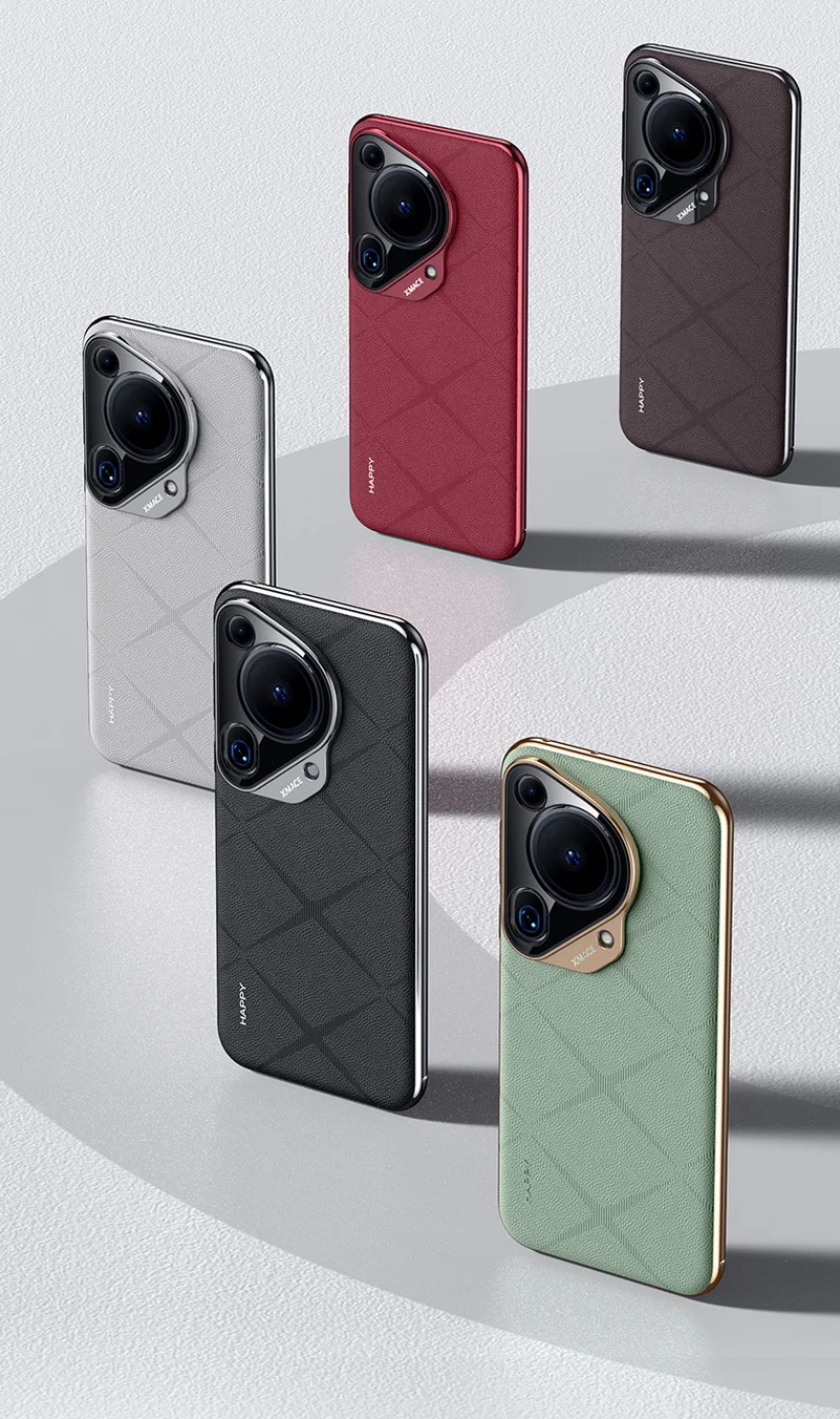 Luxury Leather Case with Camera Lens Protection - Hard Slim Textured Cover