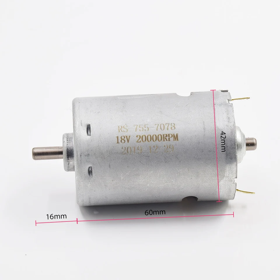 Micro RS755 Motor DC 18V 20000 RPM High Speed Ball Bearing Boat
