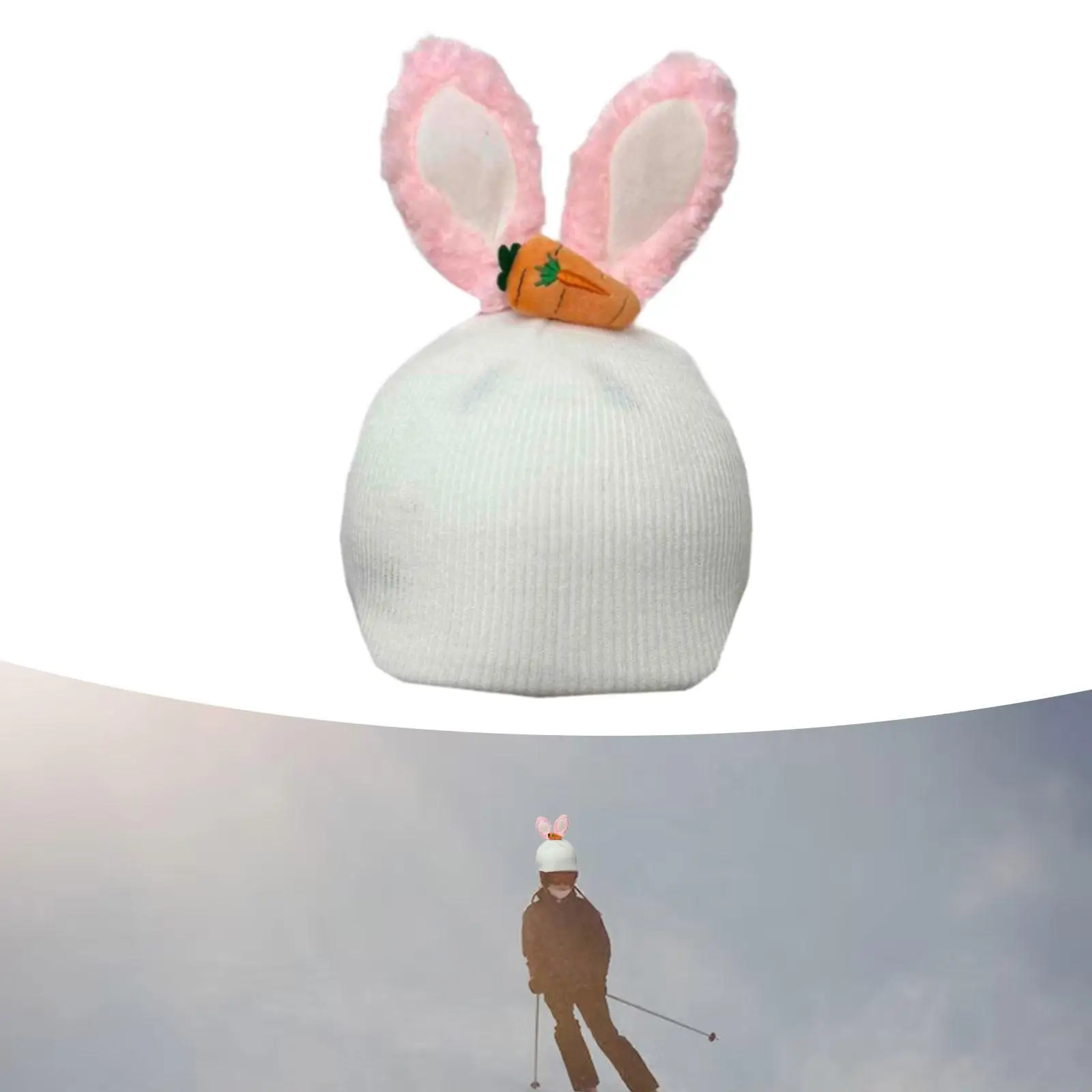 토끼 귀 스키 헬멧 커버 스키용 귀여운 간편 장착 헬멧 장식