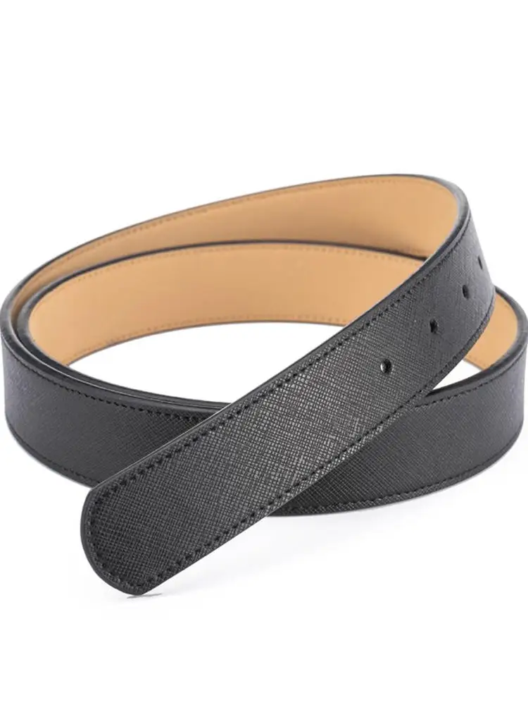 Genuine Leather Belt for Men No Head No Buckle Casual Sporty Business Style Handcrafted Smooth Buckle Leather Waist Belt - 2