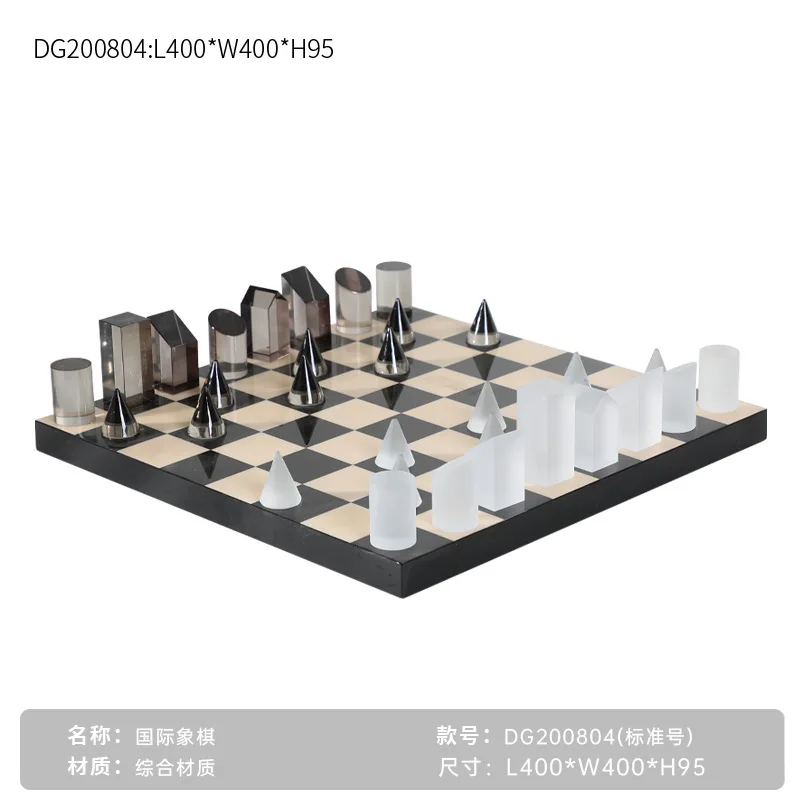 고급 대리석 체크 무늬 국제 체스 보드 장식, 홈 모델 룸, 거실 장식, 체스 조각