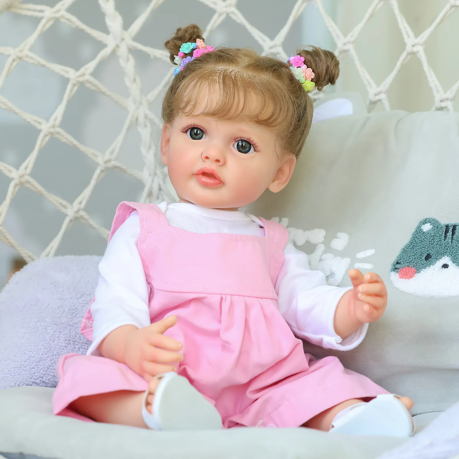Finished Bebe Reborn Doll 55CM Reborn Baby Full Body Soft Silicone Real Touch Doll Hand Painted 3D Skin Rooted Hair Gifts Child 60cm reborn doll dress up princess june awake bebe baby realistic newborn soft body vinyl silicone surprice gift toy for child