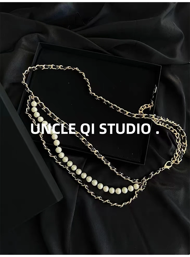 

Chain accessories Wear leather chain pearl waist chain belt