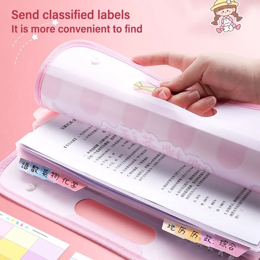 14 Pockets A4 File Folder Cartoon Horizontal Waterproof Test Paper Storage Folder PP Large Capacity Document Bag