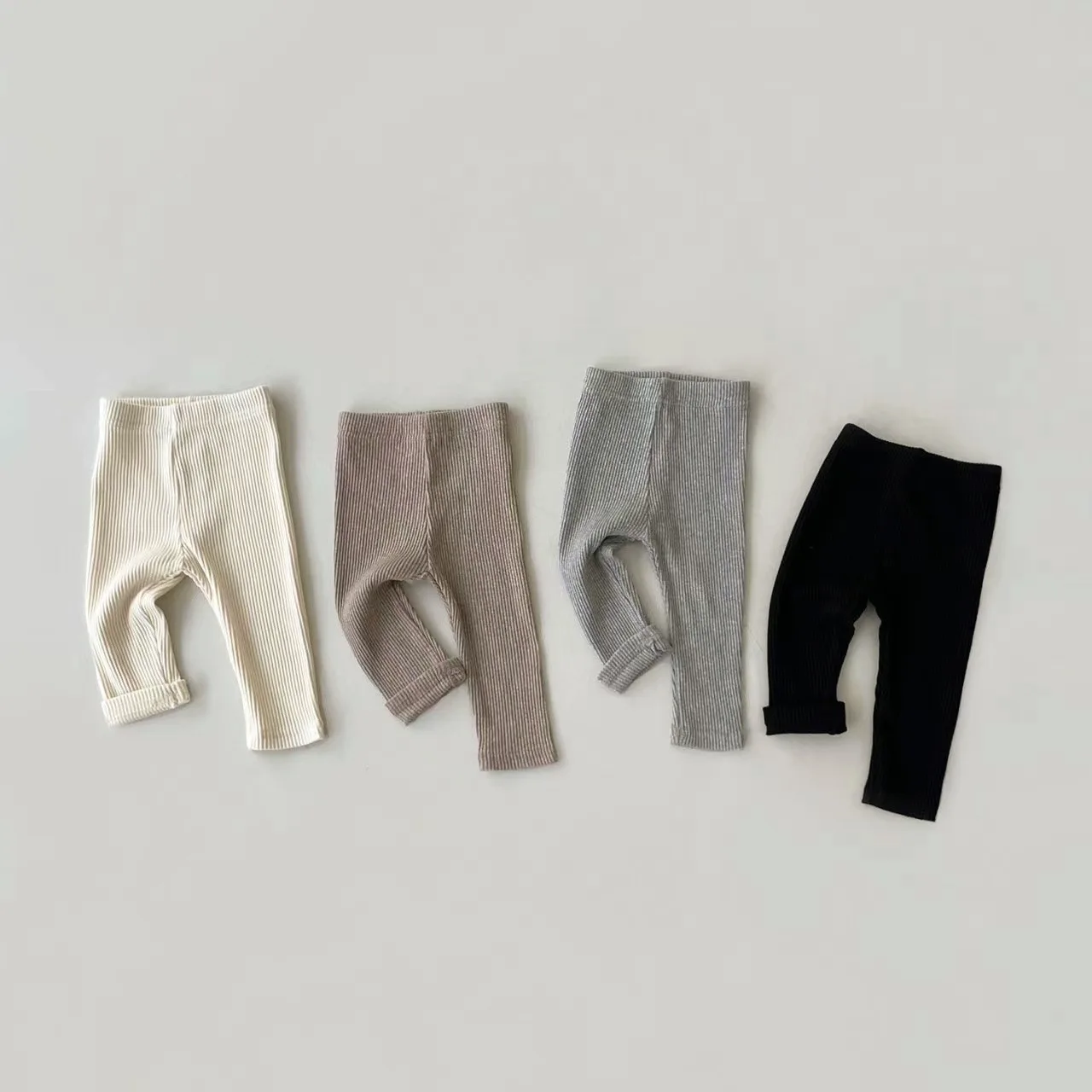 Baby Trousers Cotton Pants Baby Leggings Simple Solid Leggings Girls All-match Striped Skinny Pants Kids Elasticity Slim Pants Newborn Boy Stretch