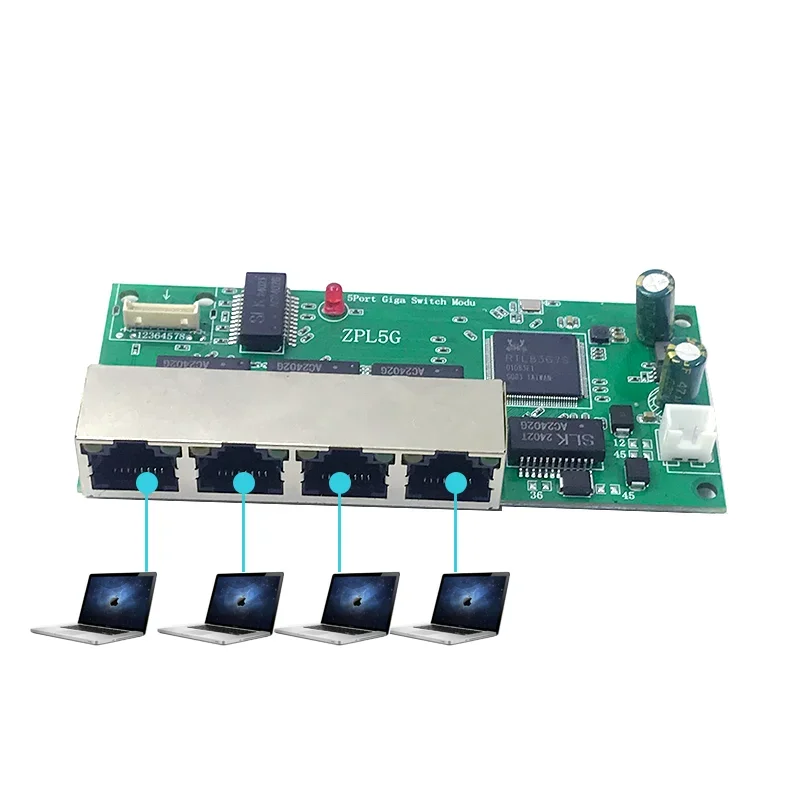 5포트 10/100/1000M 5V-16V, 9V-48V 이더넷 네트워크 산업용 스위치 모듈