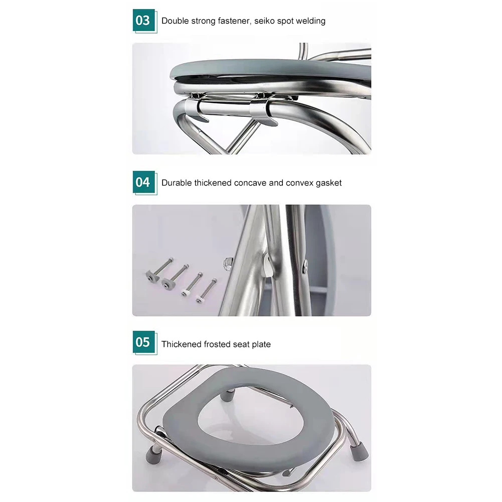 Portable Camping Toilet Foldable Folding Toilet Stainless Steel Travel Toilet Car Toilet Pregnant Woman Toilet Stool for Camping 6