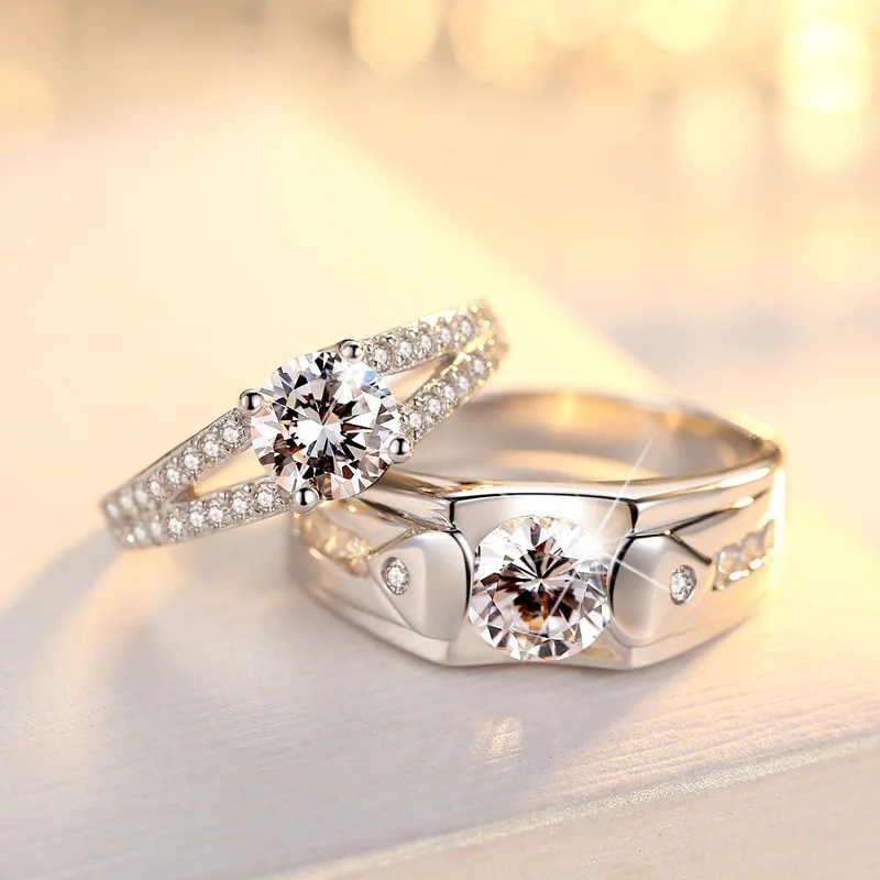 

Парное кольцо HOYON love diamond с покрытием из серебра S925 пробы, парные кольца для мужчин и женщин, свадебные Имитационные ювелирные изделия