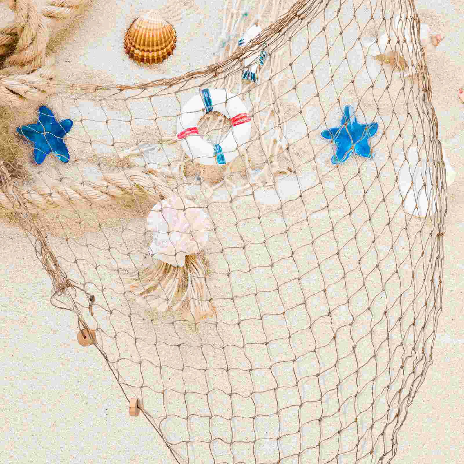 Mermaid Seaside Blue Ornaments Fish Cotton Rope Nautical Fishing Net Wall Decor 6