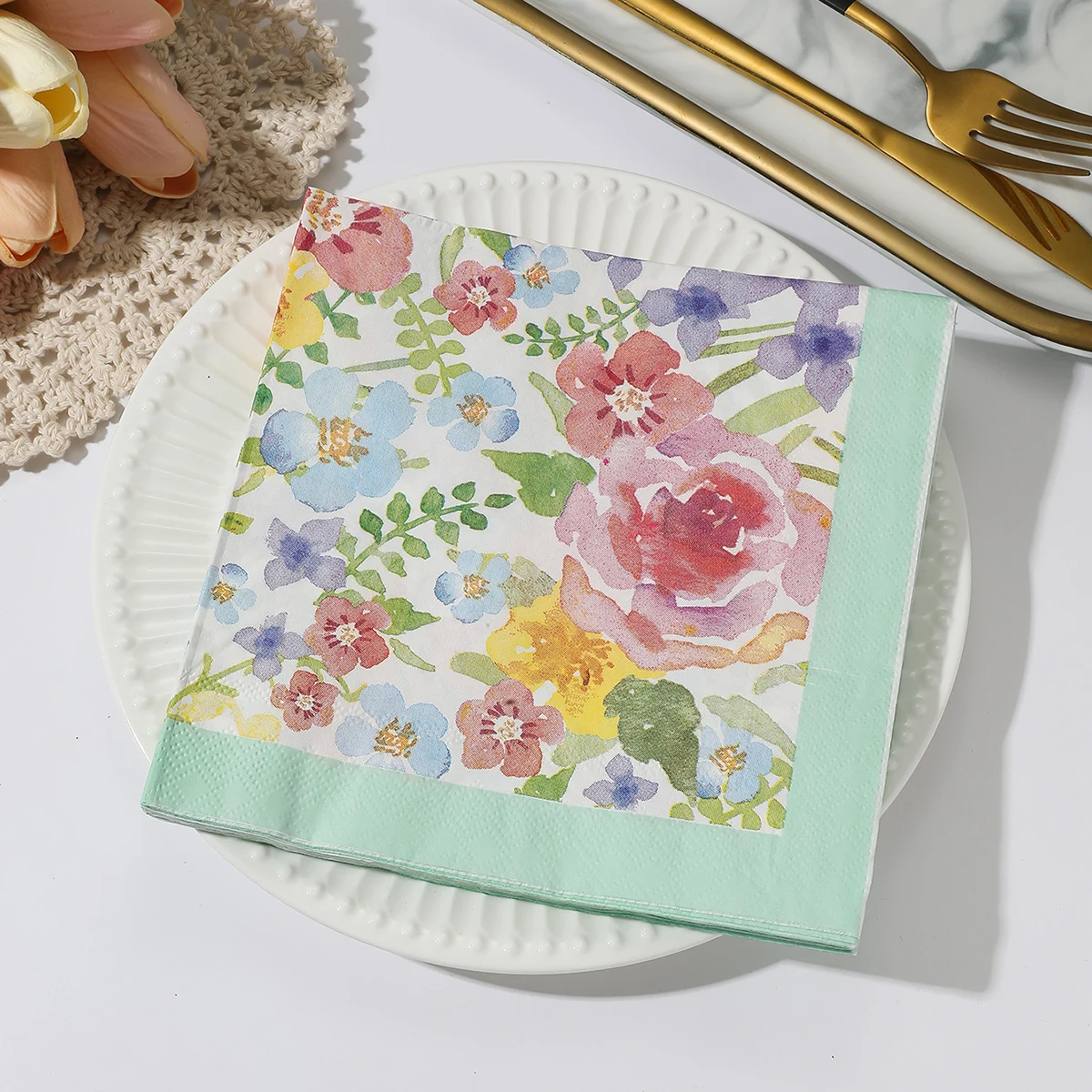 Paper Napkins Ins Style Flower Paper Napkins Table Decorations Art Decoupage Napkin Disposable Birthday Party Serviettes