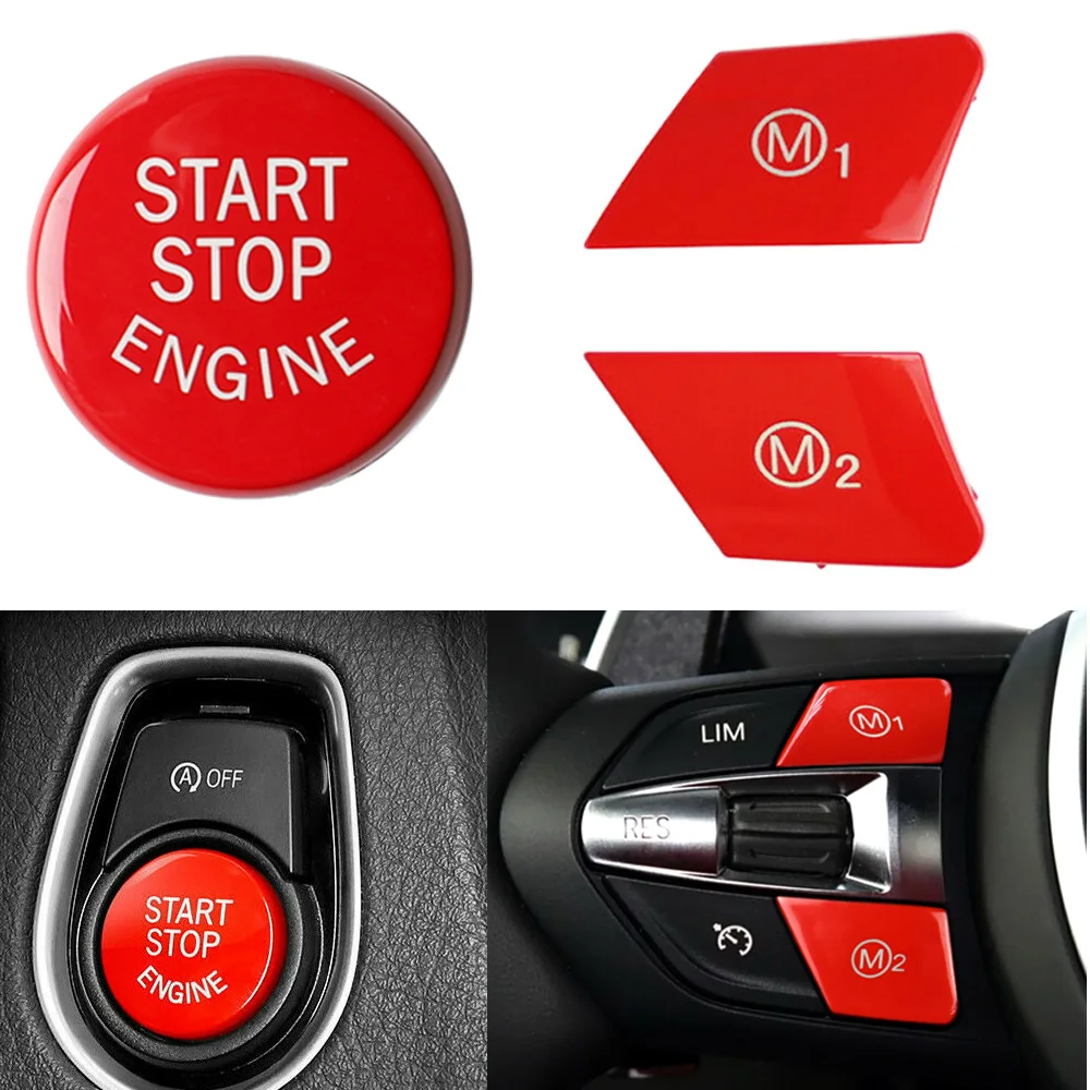 Auto Lenkrad Start Stop M1 M2 Taste Ersetzen Abdeckung Fit für BMW M3 M4 M5 M6 X5M X6M F20 F22 F30 F32 F80 F82 F87 – Detail 2
