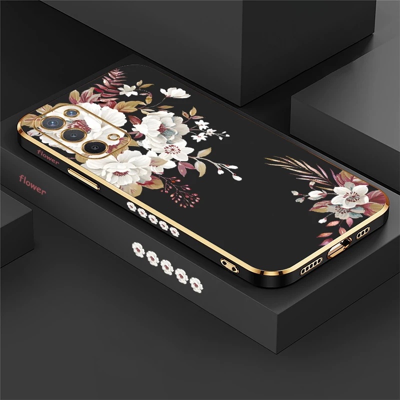Elegant Fashion Floral Shockproof Silicone Case - Plating Design, Soft Shell Protection