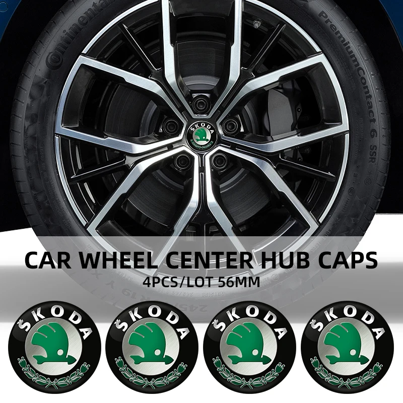 4Pcs 56Mm Car Wheel Center Hub Cap Badge Emblem Decal Wheel Sticker Per Skoda Octavia Kamiq Kodiaq Superb Rapidfabia Yeti