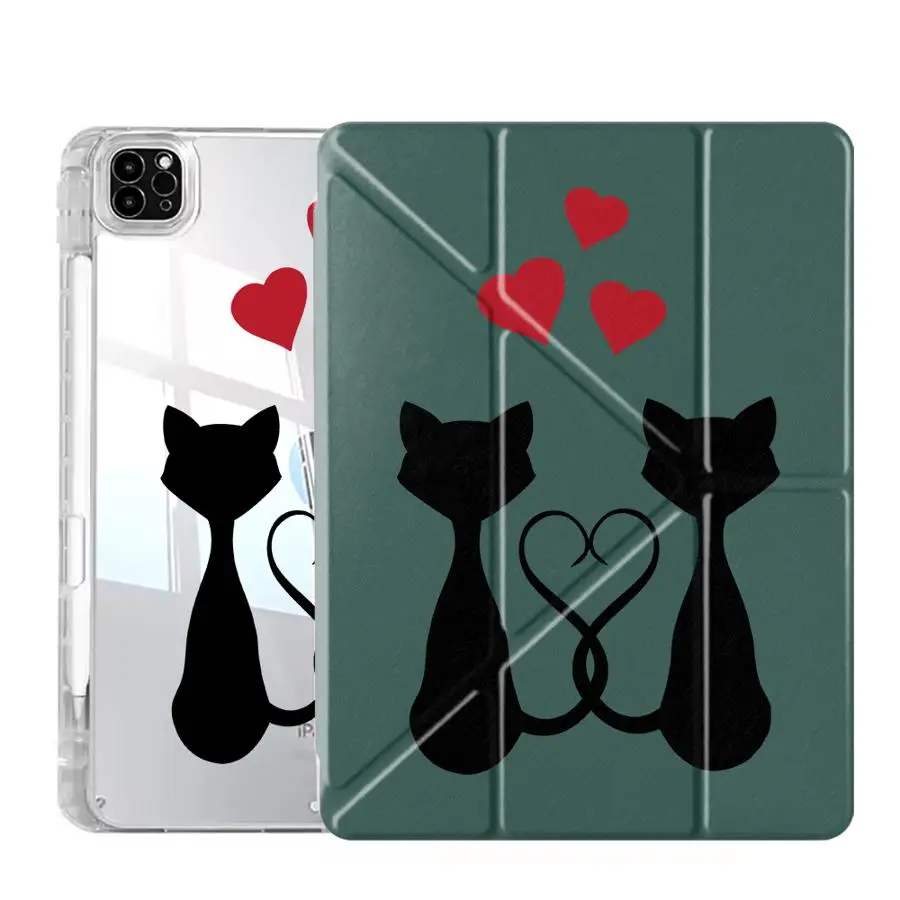 Cat Love Silhouette Y-Fold Tablet Holder and Cover Case