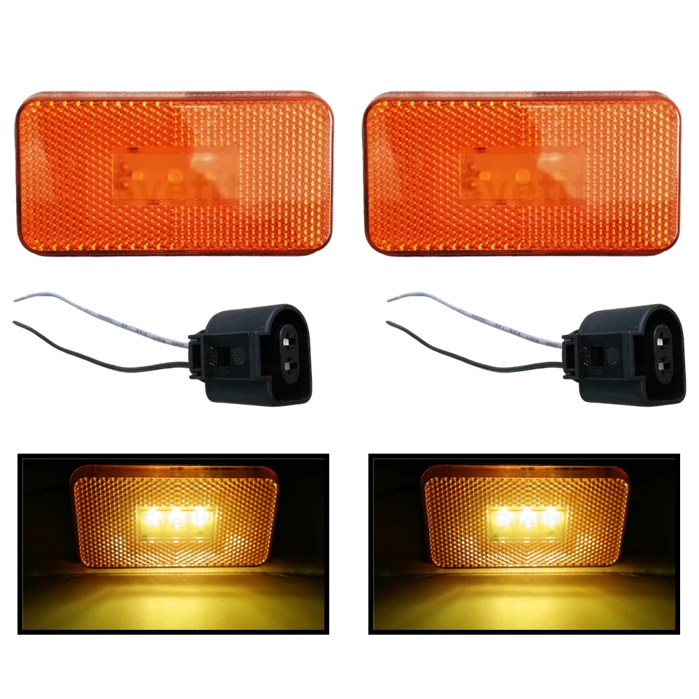 2Pcs 24V LED Side Marker For Scania Truck Lights Amber With 2Pin