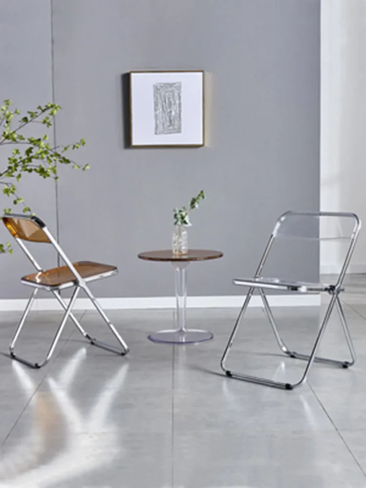 Dining chair. Modern simple household business chair, transparent chair, acrylic folding clothing store photo stool, leis