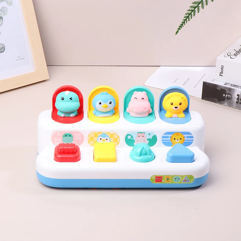 Interactive Activity Button Pop Up Animal Toy Baby Peek-a-Boo Toys Color Shape Sorting Game Hide And Seek Peekaboo Switch Box