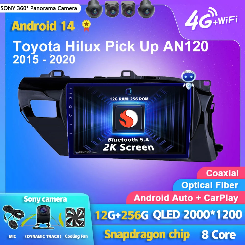 

Android 14 Carplay Auto 2K Screen WIFI+4G Car Radio Multimedia Player For Toyota Hilux 2016-2020 2din Autoradio Stereo Head Unit