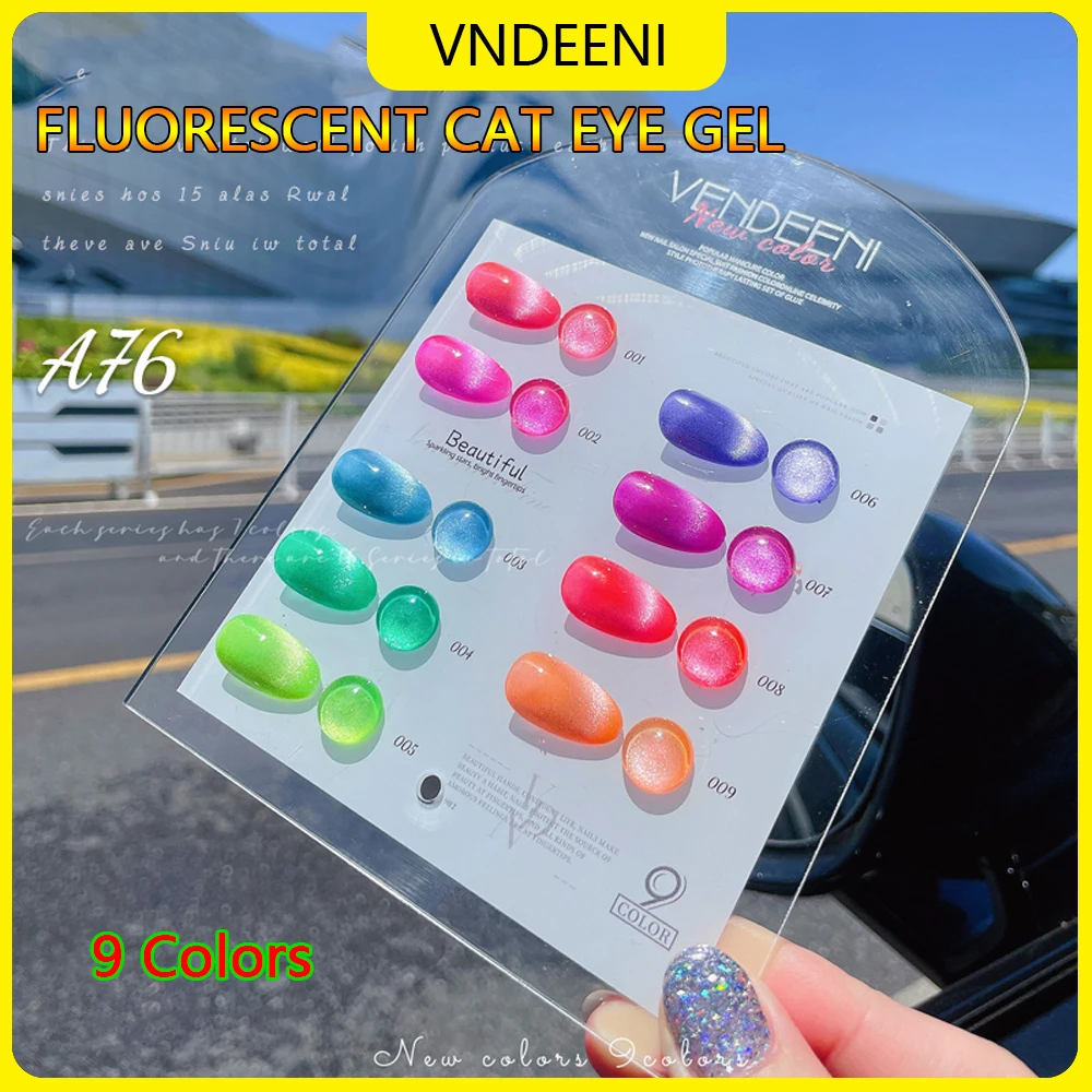 Vendeeni 9 Colori/Set Smalto Per Unghie Gel Fluorescente Cat Eye Semi Permanente 3D Magic Cat Eye Uv Led Soak Off Gel Vernice