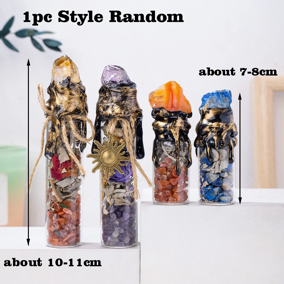 1PC Natural Crystal Magic Crystal Energy Stone Wishing Drifting Bottle Spiritual Healing Stone With Raw
