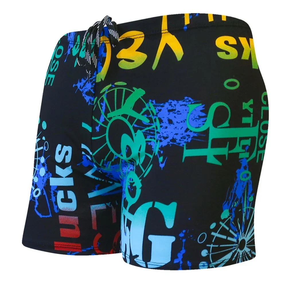 Swim Trunks Men Colorful Print Quick Dry Slim Fit For Beach Surf