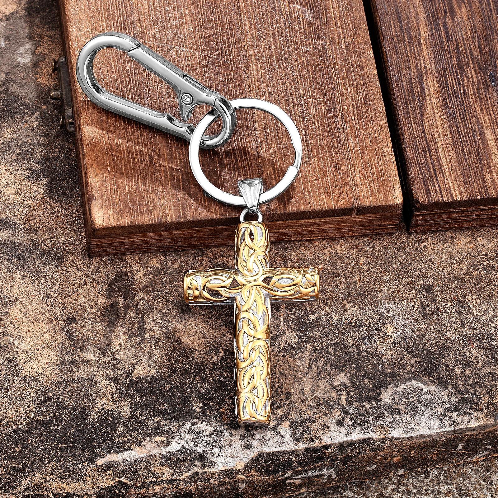 Metal Jesus Cross Keychain Christian Religion Crucifix Key Chains Car  Pendant Key Ring Customized Anti-lost Keyring