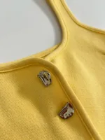 KONDALA Vintage Casual Chic Yellow Women Cami Tops Solid Single Breasted Sleeveless Vest Fashion 2025 Spring Summer Holiday Tops - Image 6