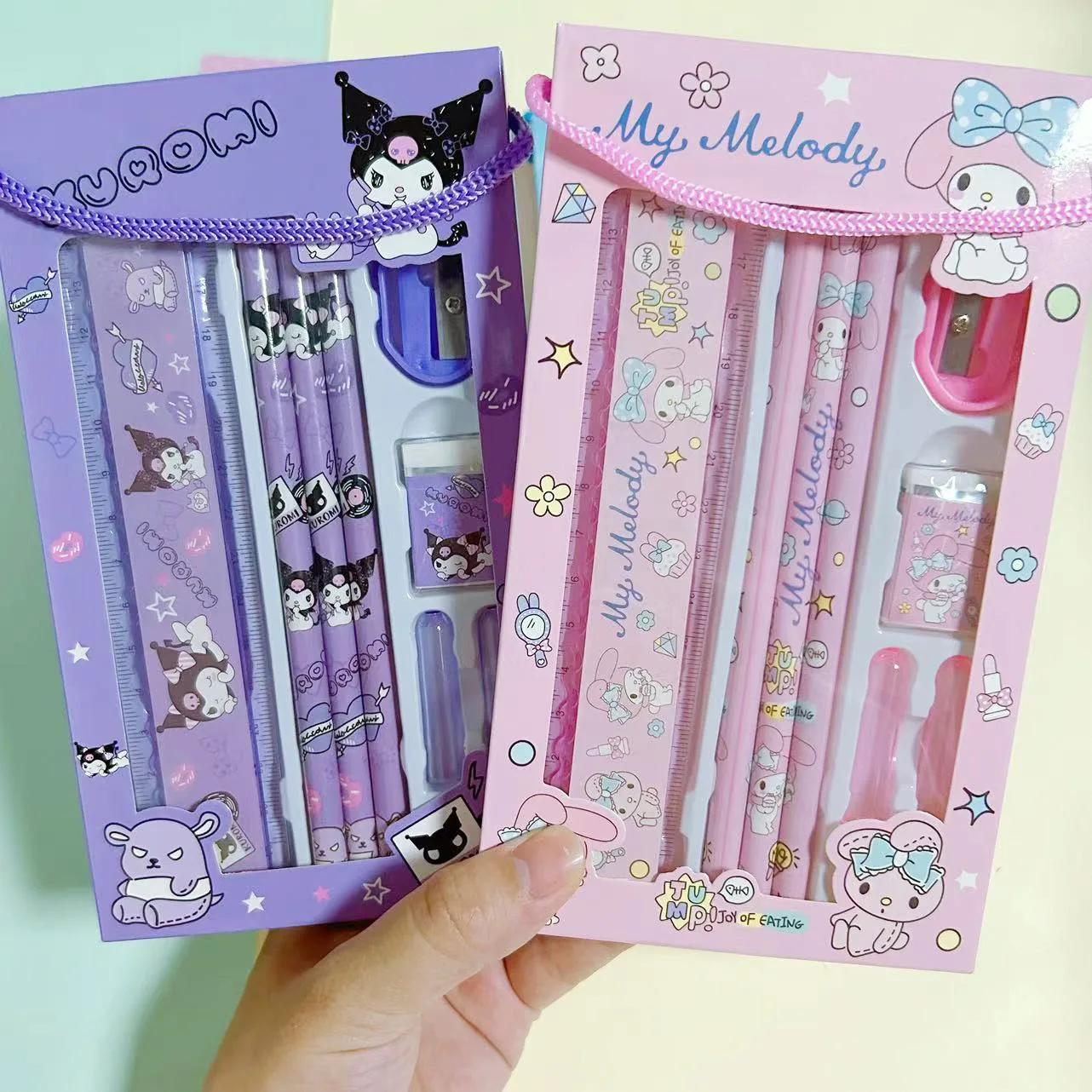 Sanrio Stationery Set Hello Kitty Cinnamoroll Kuromi Elementary School  Student Learning Eraser Pencil Sharpener Ruler Gift Pirze - AliExpress