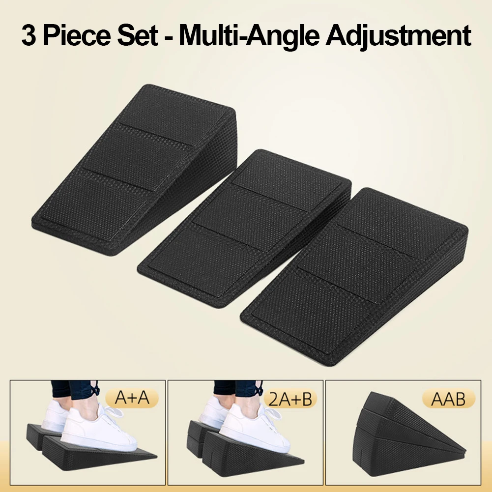 3PCS 스쿼트 웨지 블록 조정 가능한 미끄럼 방지 스쿼트 램프 데드리프트 웨지 송아지 들것 스쿼트 및 데드리프트를 위한 경사 보드 강도