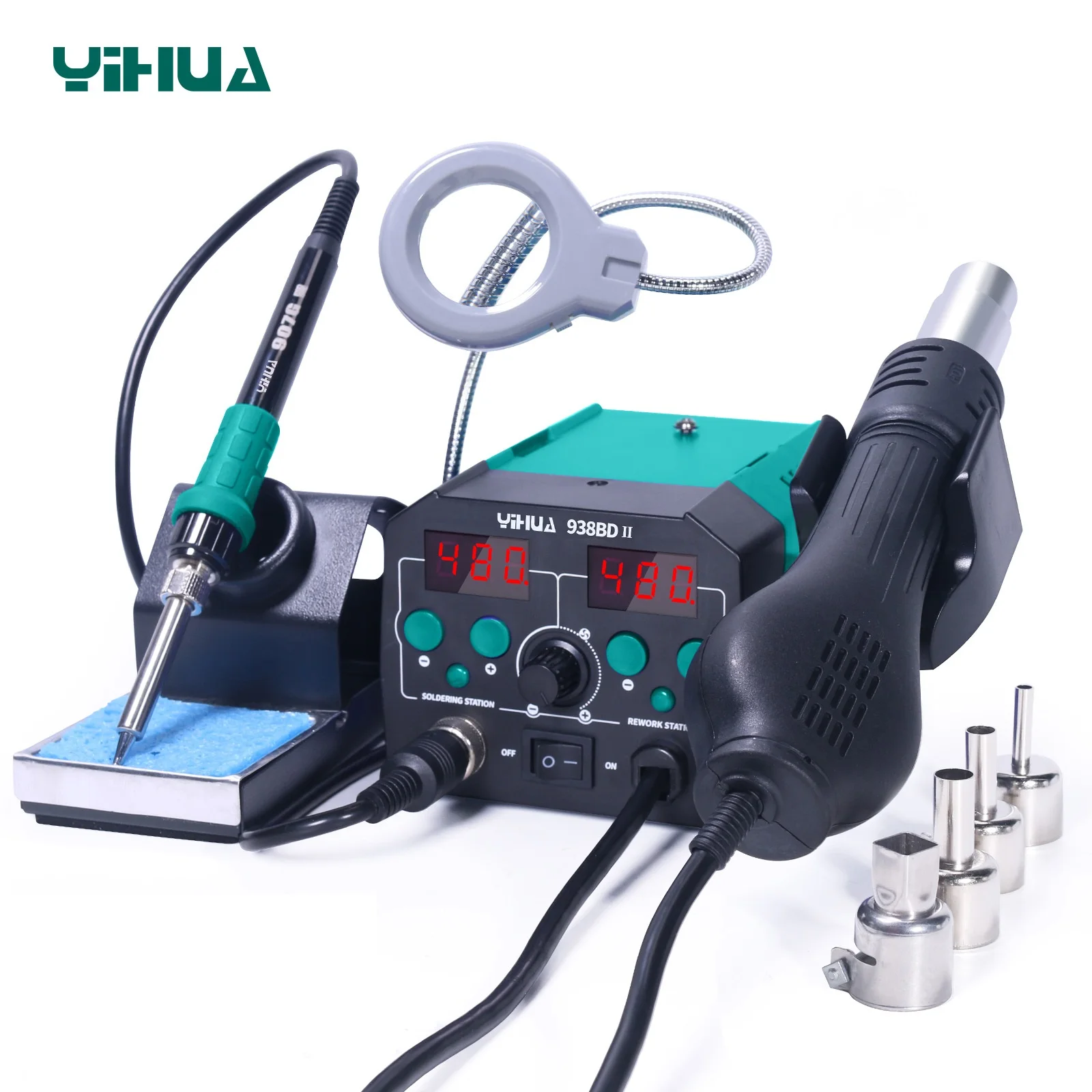 Soldering Station YIHUA 938BD-II 740W Hot Air Gun Rework Station With LED Lamp