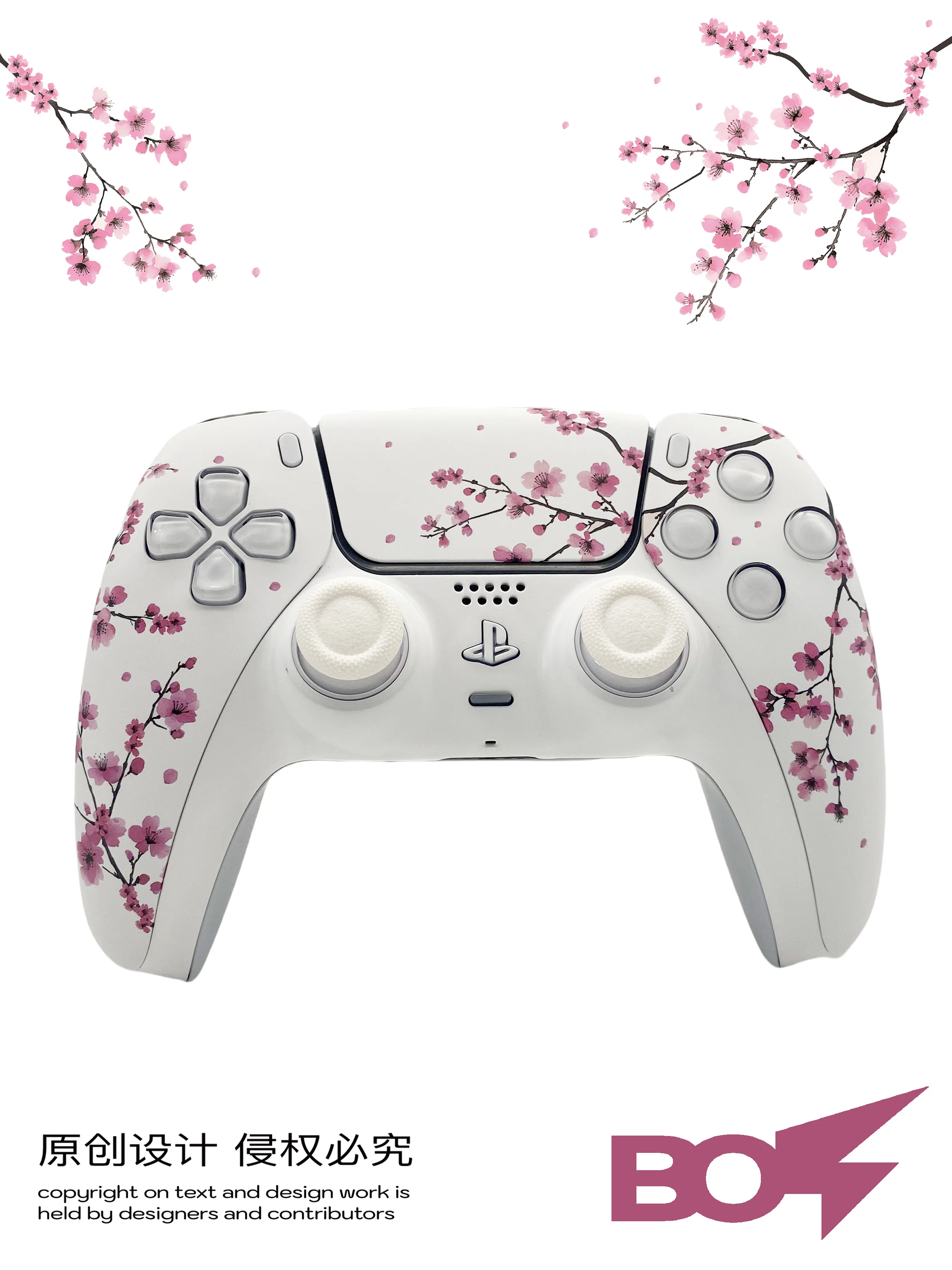 Pink Sakura PS5 Controller Shell Faceplate Cover with Touchpad for