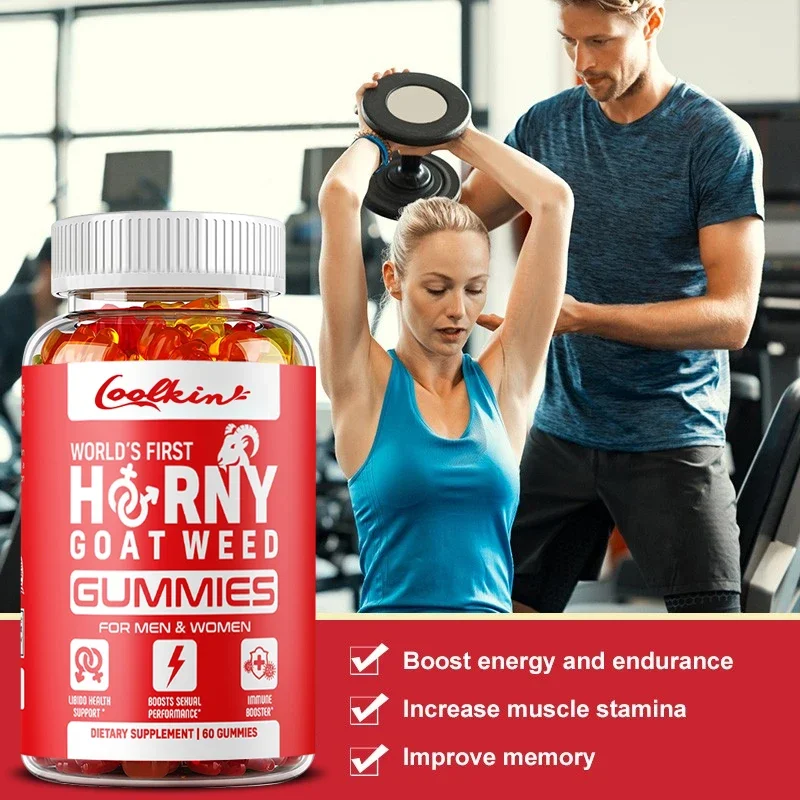 

Horny Goat Weed Gummies with Maca, Tribulus, Tongkat Ali for Energy, Endurance and Muscle for Men and Women