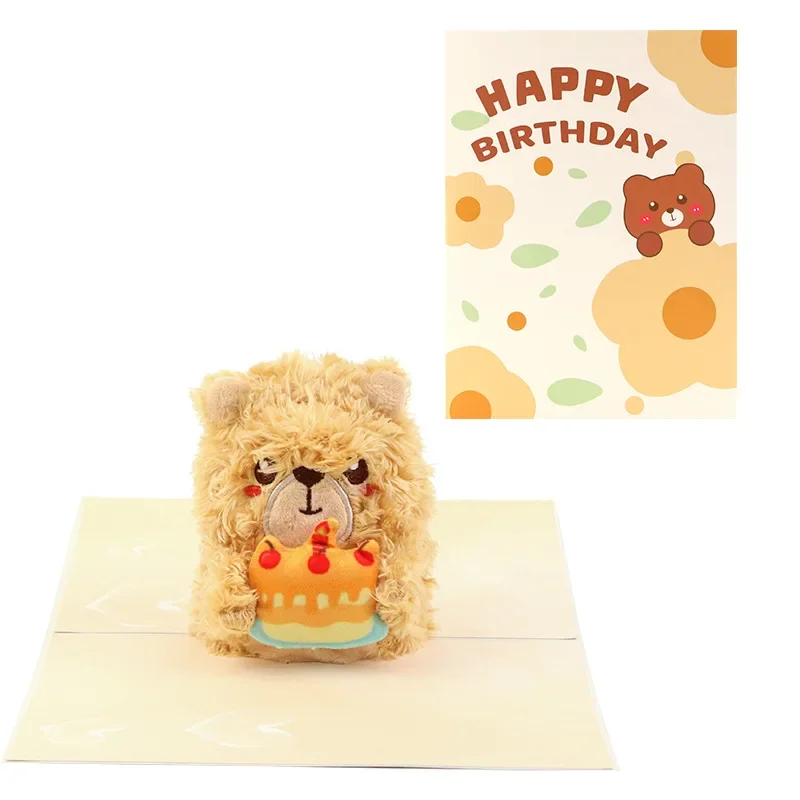 3D pop-up style new plush bear greeting card Valentine's Day commemorative greeting card Happy Birthday creative gift