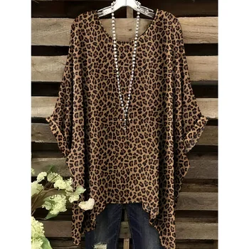 Women's T-Shirt Vintage Leopard Plaid Pattern Print Asymmetrical Hem O-Neck Short Sleeve Tee Casual Fashion Street Outdoor Tops 1