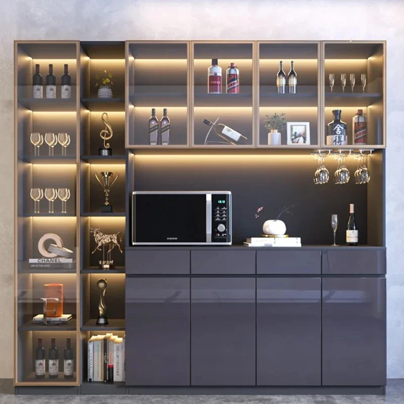 Modern Living Room Furniture Stainless Steel Whiskey Wine Display Bar Cabinet